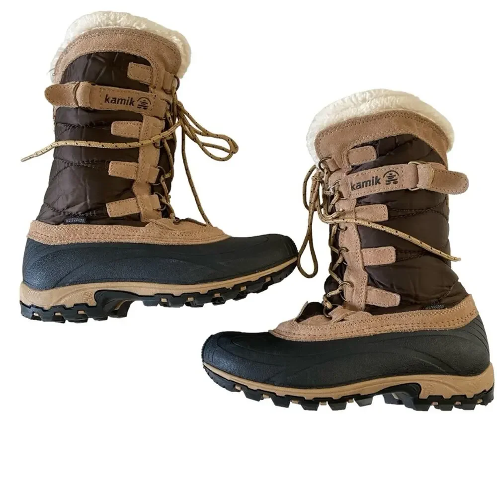 Kamik Snowvalley Waterproof Thinsulate Lined Snow Boots Size 6 Mid Calf Lace Up